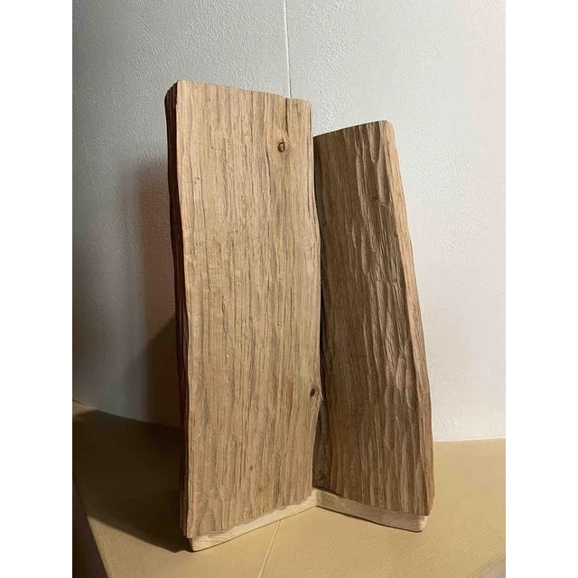 Beautiful carved wood sculpture by Pietro Meccani for Meccani Arredamenti, Cascina, Pisa, 1989. The two wooden trunks...