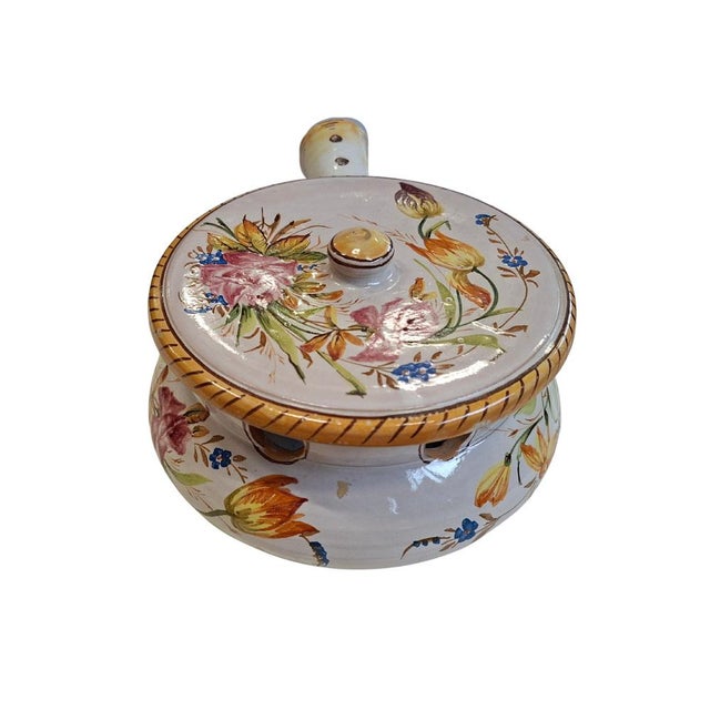 Vintage Deruta Hand-Painted Ceramic Warmer, 1970 For Sale - Image 9 of 11
