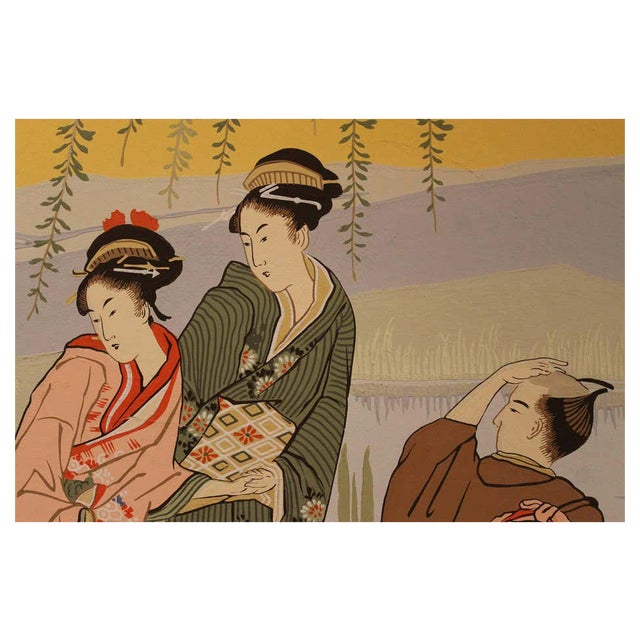 Zuber, Japanese Garden Landscape Scene, 1890s, Paper, Framed For Sale