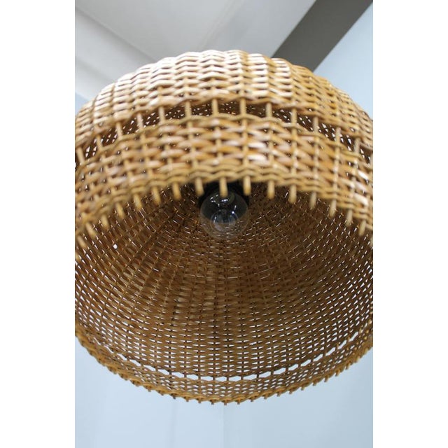 Mid-Century Adjustable Wooden Wall Lamp with Rattan Shade, 1970s For Sale - Image 9 of 13