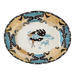 Antique 1881 Copeland Chinoiserie Ironstone Luster Transferware Platter