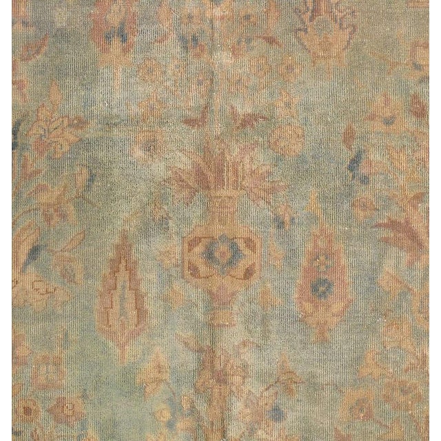 Antique Indian Agra Carpet, Handmade Rug, Green - Blue, Taupe, Beige, Allover For Sale - Image 10 of 18