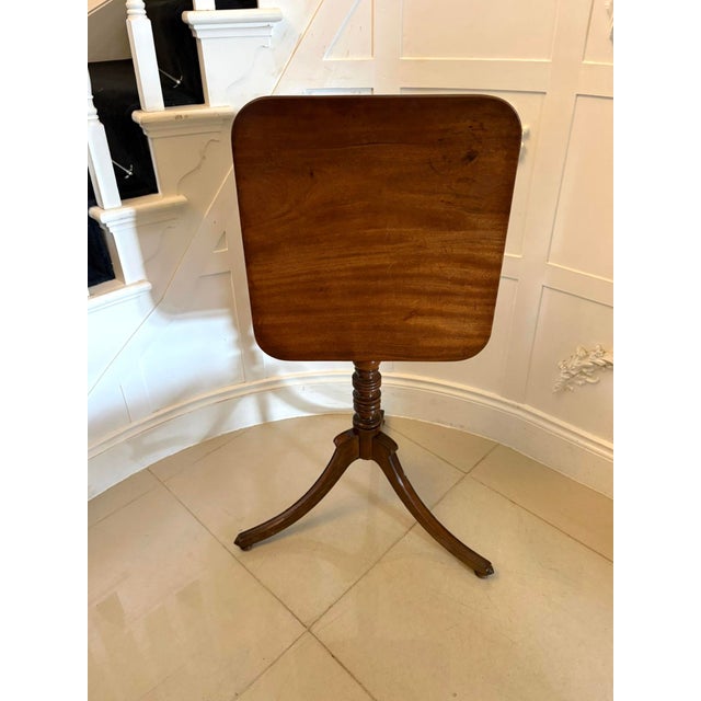 Brown Antique Georgian Mahogany Tilt Top Tripod Table with Turned Column, 1800 For Sale - Image 8 of 8