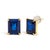 Contemporary 18K Yellow Gold 10x8 MM Lab Created Blue Sapphire Emerald Cut Solitaire Stud Earrings, Pair For Sale - Image 3 of 4