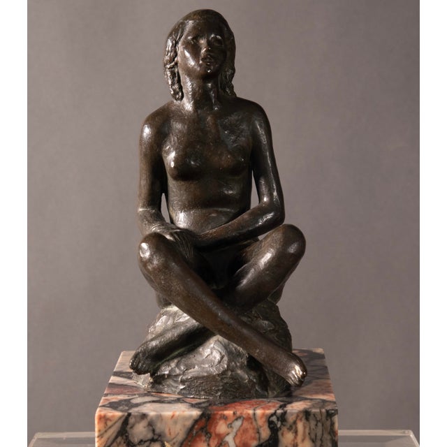 Brown Gaetano Martinez, Art Deco Nude of Woman, 1925, Bronze & Marble For Sale - Image 8 of 15