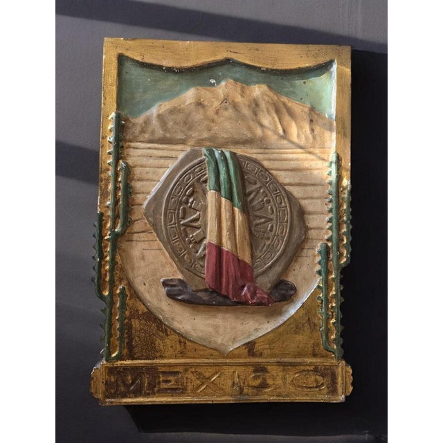 Early 20th Century Commemorative Panel on Mexico Carved, Gilded, and Polychrom, 1920 For Sale - Image 12 of 16