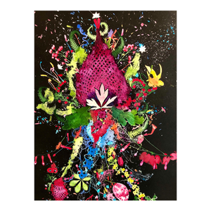 Martha Bloom, Milk Weed, Flowers Mixed Media Collage Monotype Floral Painting, 1985