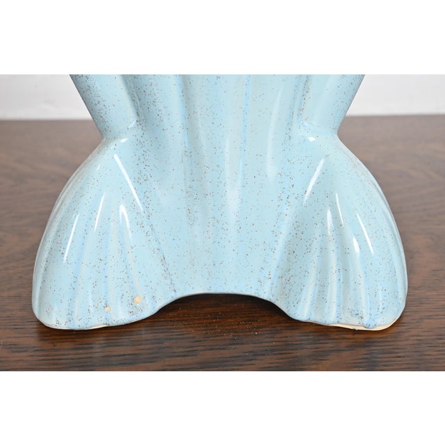 Baby Blue Vintage Art Deco Glazed Ceramic American Art Pottery Gladiola Vase by Brush McCoy For Sale - Image 8 of 12