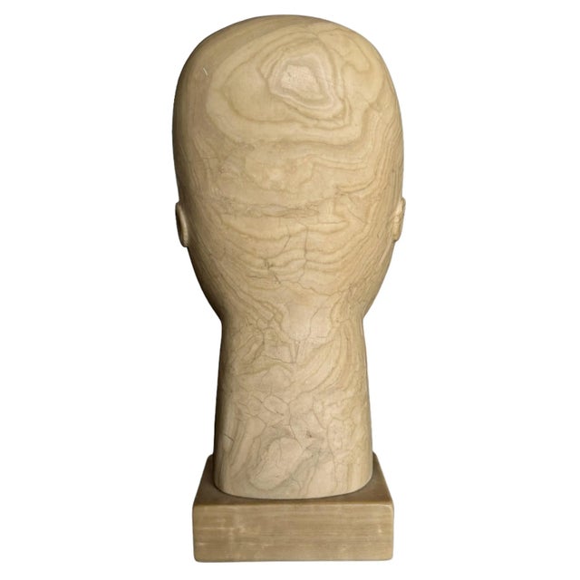 Modernist Carved Stone Portrait Bust For Sale In Chicago - Image 6 of 12