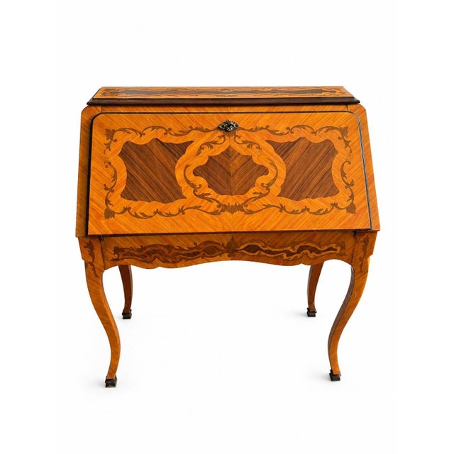 Secretary Desk with Inlays, 1890s For Sale - Image 4 of 8