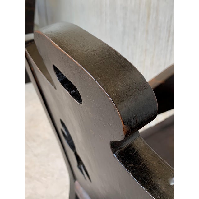 Wood 20th Century Carved Walnut Spanish Rocking Chairs Featuring Ace of Clubs For Sale - Image 7 of 13