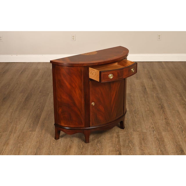 Hepplewhite Henkel Harris Georgian Style Mahogany Demilune Console For Sale - Image 3 of 18