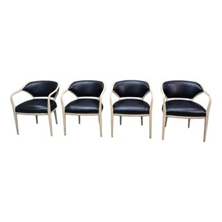 Late 20th Century Modern Contemporary Textured Barrel Back Dining Armchairs – 4 For Sale