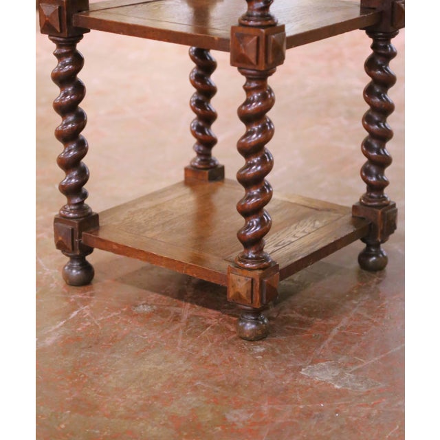 19th Century French Louis XIII Barley Twist Oak Side Table For Sale - Image 4 of 9
