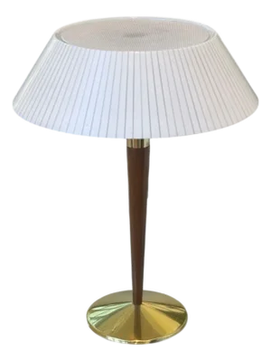 Gerald Thurston, Teak, Brass, Plastic, Table Lamp, Usa, 1960s