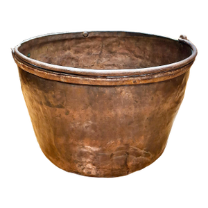 A Large 19th-Century Copper Apple Butter Cauldron With Iron Handle