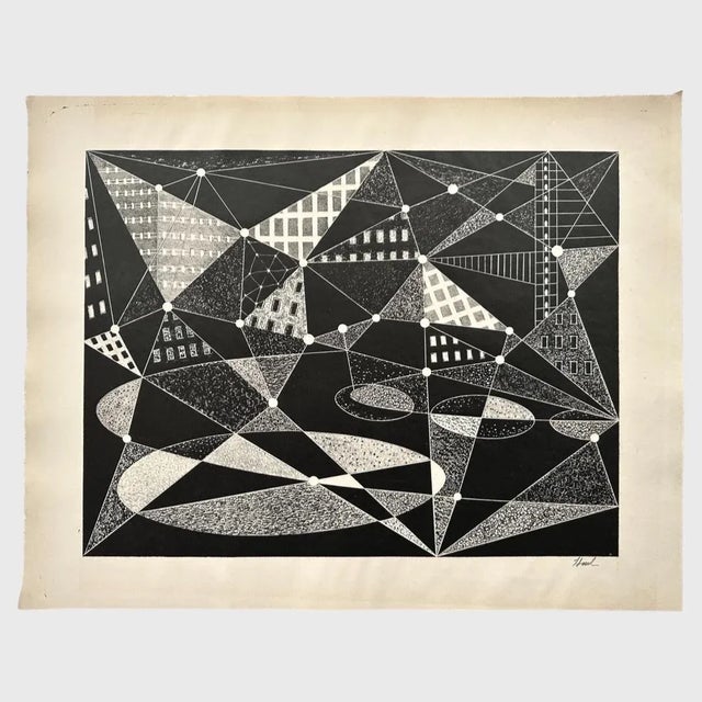 Richard Hood (1910-1995) - Vintage Abstract Modernist Lithograph, Signed (c. 1951). Signed in the lower right corner....