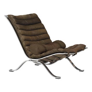 Vintage Ari High Back Lounge Chair by Arne Norell in Brown Leather For Sale