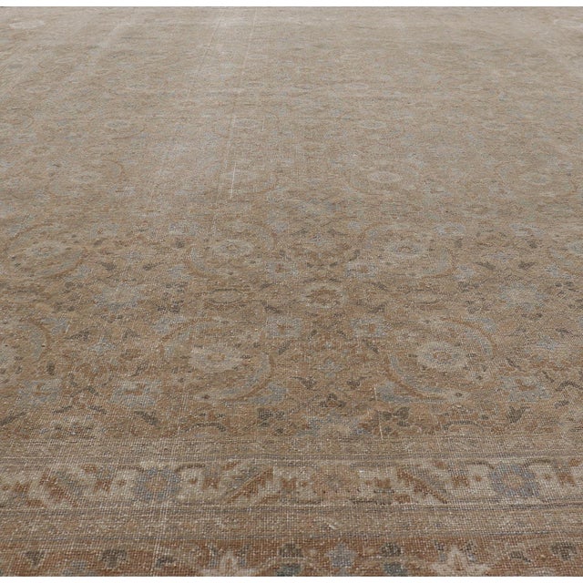 Textile Antique Persian Tabriz Rug in Wool With All-Over Floral Design in Earth Colors 8'0 X 10'9 For Sale - Image 7 of 13