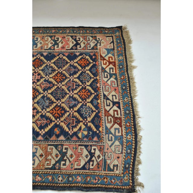 Blue Antique Caucasian Rug, 4.4 x 6.5 For Sale - Image 8 of 11