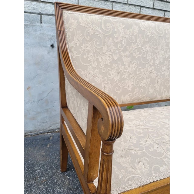 1940s English Maple Loveseat Settee With New Upholstery For Sale - Image 9 of 12