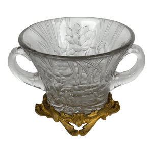 19th Century French Hand Carved Crystal Mounted on Ormolu Vase by Escalier De Cristal