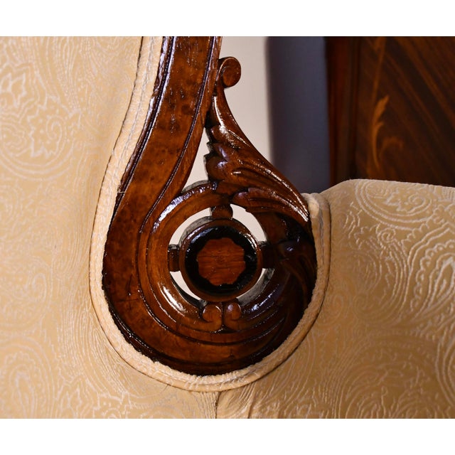 Victorian 1880s Antique Pair Victorian Walnut Ladies & Gentleman Living Room Chairs For Sale - Image 3 of 12