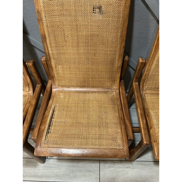 1960s Set of 4 Vintage Drexel Mid-Century Modern High-Back Dining Chairs With Cane Seats & Backs For Sale - Image 5 of 17