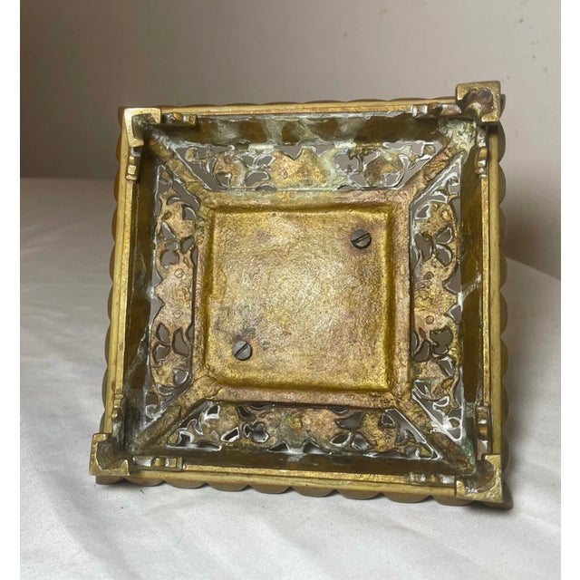Antique Ornate 19th Century Victorian Gilt Bronze Brass Desk Inkwell Stand For Sale - Image 12 of 12