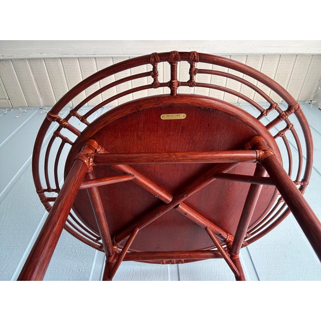 Late 20th Century McGuire Rattan Table With Glass Top-Two Tier Tea Table-Accent Occasional Table For Sale - Image 9 of 12