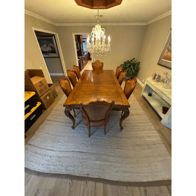1980s Karges Vintage Dinning Room Table 48 X 72 Expands to 132 Included 8 Chairs and 3 Inserts (Leaves) For Sale - Image 9 of 9