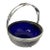 Vintage Cobalt Blue Preserve Bowl with Chrome Basket For Sale