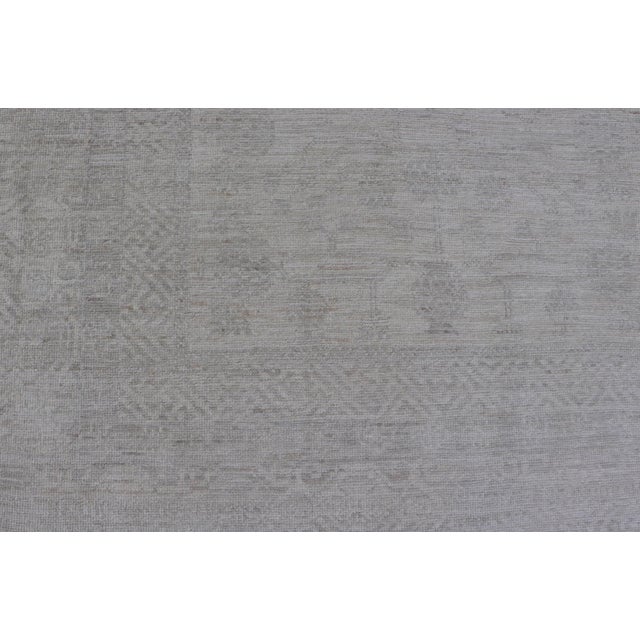 Gray Modern All-Over Floral Khotan With Light Gray Background and Neutral Colors For Sale - Image 8 of 11