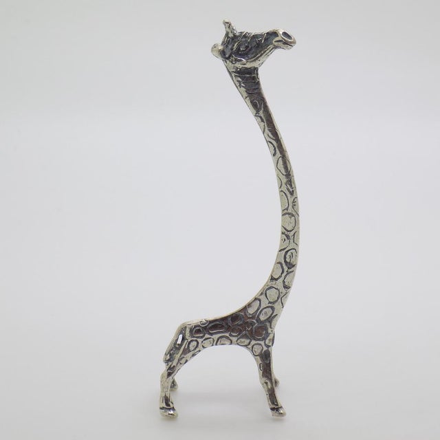 Vintage Italian Handmade Silver Stylized Giraffe with Long Neck, Tuscany, Italy, 1980s For Sale - Image 6 of 11