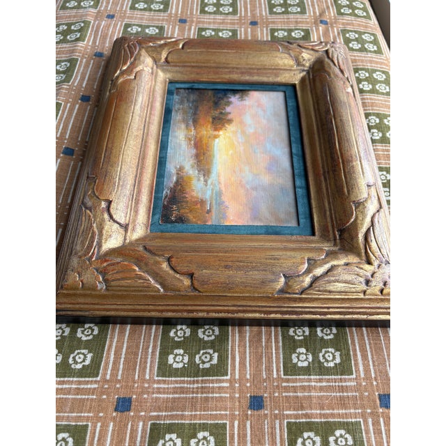 Wood 2026 After Turner Sunset Over Water, Mary Veiga No.2, in Hand-Crafted Gold Custom Frame For Sale - Image 7 of 11