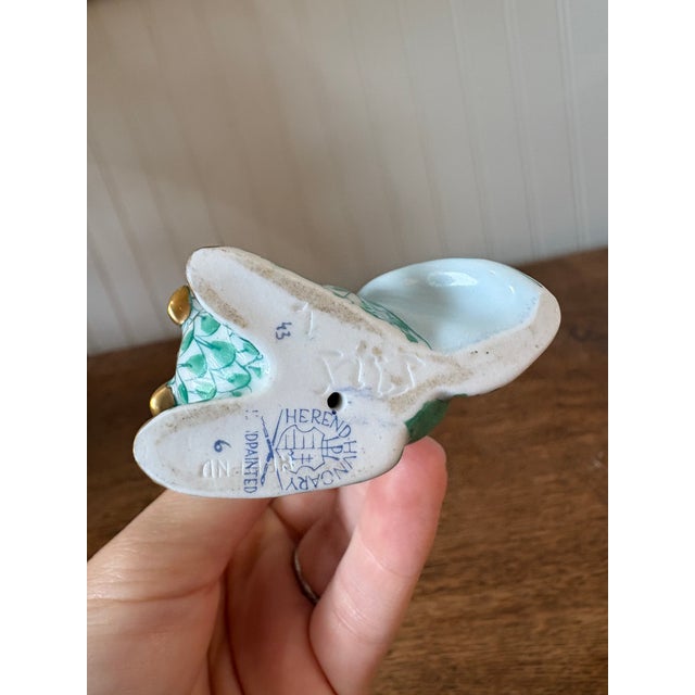 Herend green and white hand painted bunny rabbit. Signed and in excellent condition with no chips or cracks.