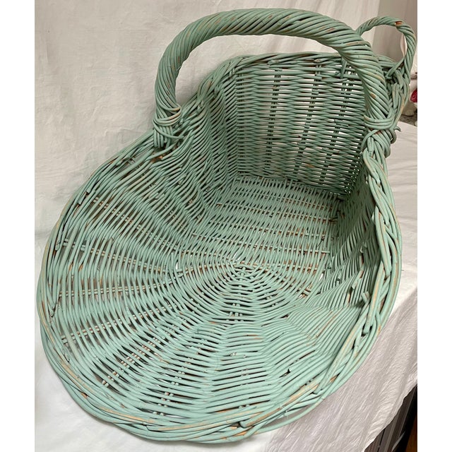 Early 20th Century Vintage Large Wicker Gathering Harvest Basket For Sale - Image 5 of 12