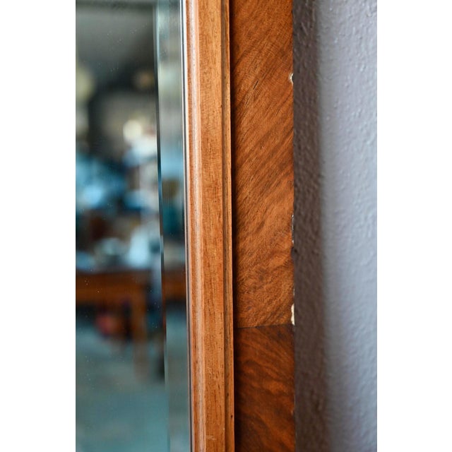 Brown Antique Wall Mirror in Carved and Beveled Oak and Fortin Veneer, 1930s For Sale - Image 8 of 11