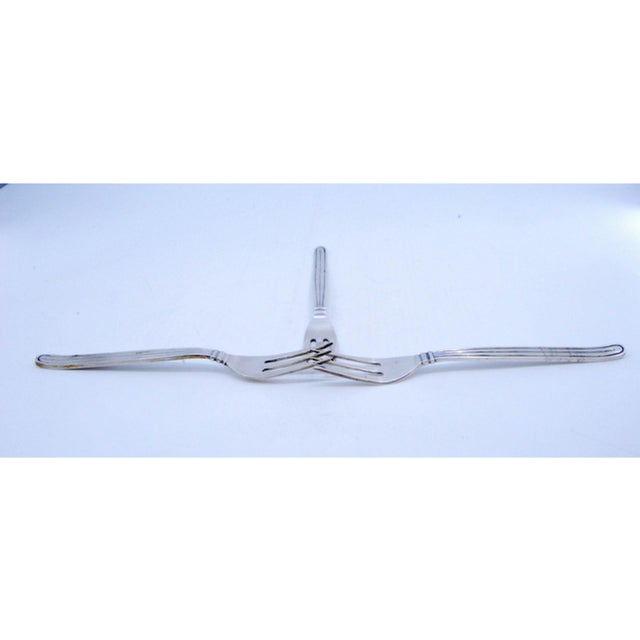 Silver Silver Cake Forks with Three Tines and Raised Trim, Set of 3 For Sale - Image 8 of 9