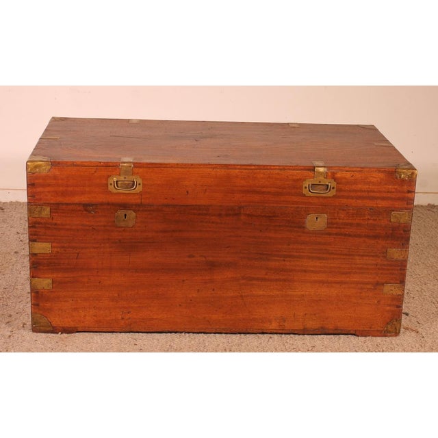 Superb 19th-century camphor wood nautical chest with double locks. Double-lock chests are the rarest. English naval chest...