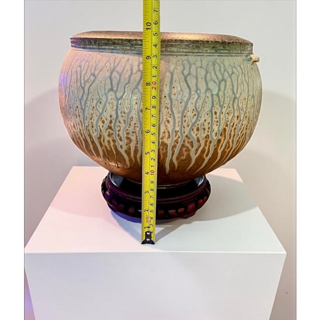 1990s Richard Aerni Ash Glazed Studio Pottery Bowl W Stand-Signed-Art-Ceramic-Display For Sale - Image 10 of 12