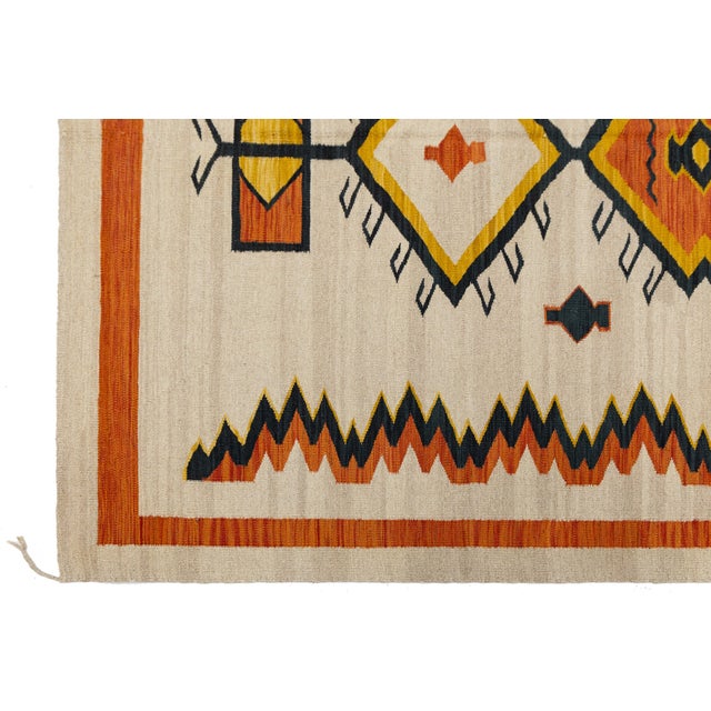 Tan Contemporary Southwest Style Flat-Weave Wool Rug in Terracotta, and Ochre For Sale - Image 8 of 10