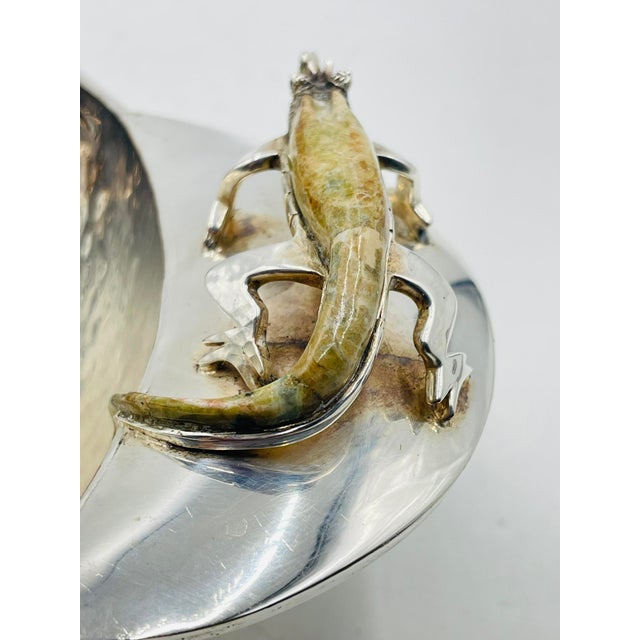 Silver 1960s Silver Plated Bowl With Stone-Inlaid Lizard Handles by Wolmar Castillo For Sale - Image 8 of 12