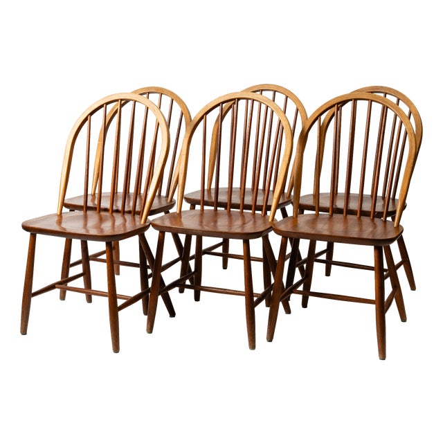 Windsor Teak Dining Chairs by Erik Ole Jørgensen for Tarm Stole Møbelfabrik, 1960s, Set of 6 For Sale