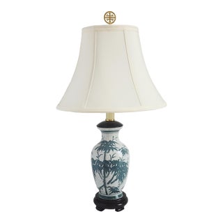 Vintage Bamboo Motif Small Table Lamp For Sale