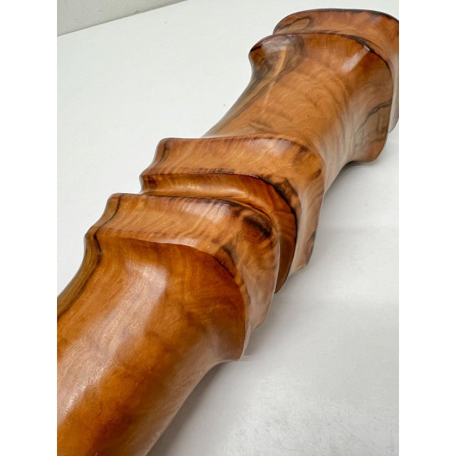 Mid-Century Hand-Crafted Sculpted Olive Wood Vase, 1970s For Sale - Image 4 of 8