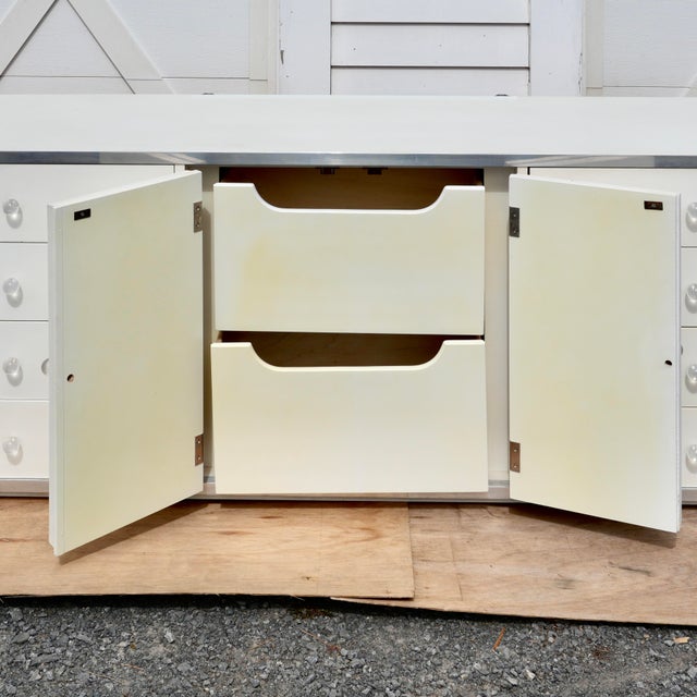White Vintage Milo Baughman Style Dresser With Mirror For Sale - Image 8 of 8
