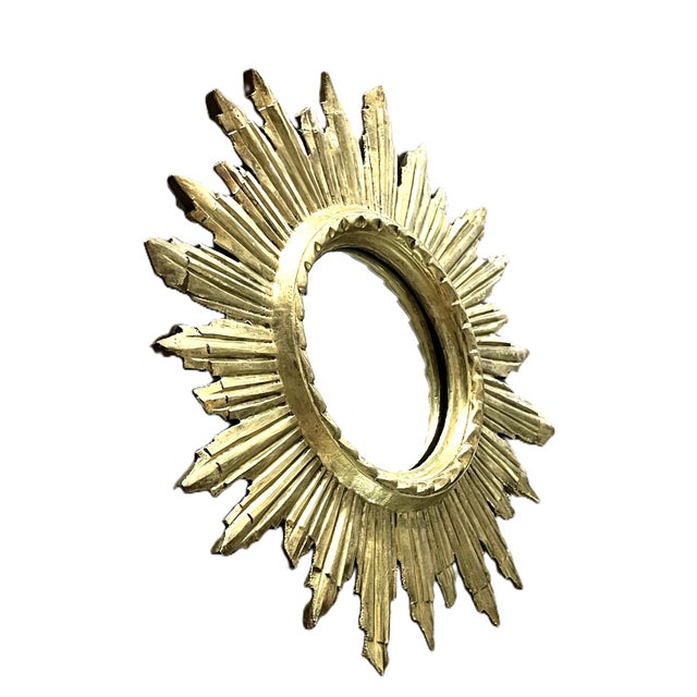1960s Mid-Century Italian Giltwood Sunburst Mirror, 1960s For Sale - Image 5 of 10