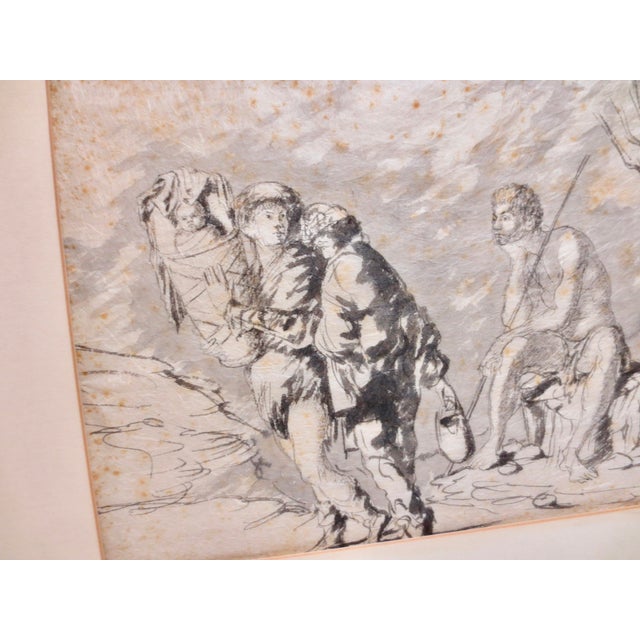 Rice Paper and Ink Wash Drawing Circa Mid-19th For Sale - Image 9 of 9