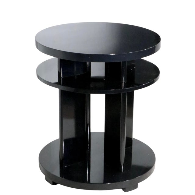 Art Deco Side Table Att. To Brown Saltman in Black Lacquer Finish For Sale - Image 10 of 10